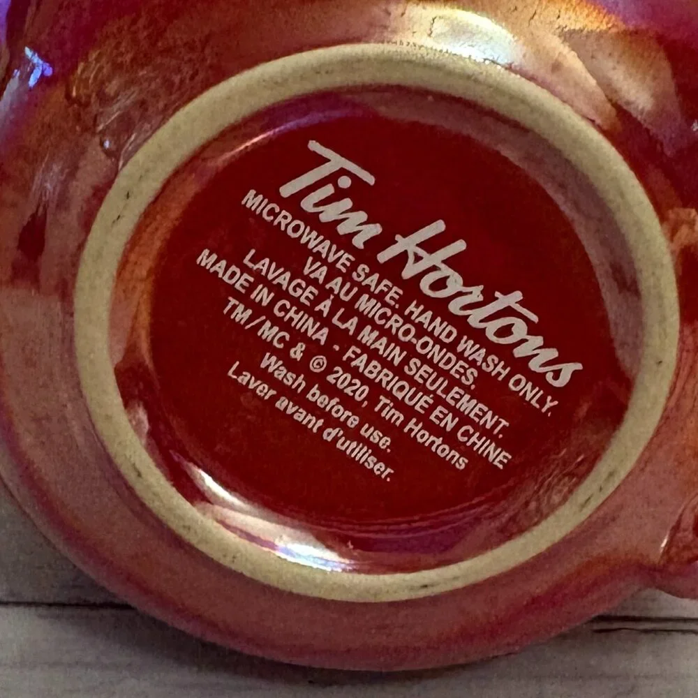 Tim Hortons Red Iridescent Mugs Maple Leaf  2020 x 2 Coffee Mugs (SKU: 190MI) - Picture 10 of 10